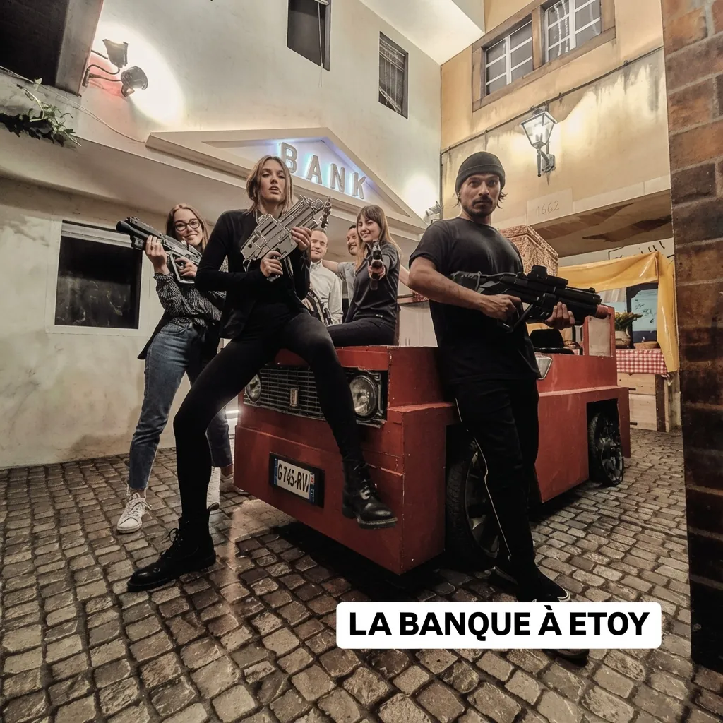 Le décor de braquage de banque chez LaseRed Etoy