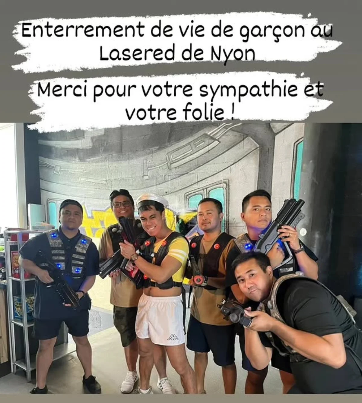 Bachelor party group at LaseRed Nyon